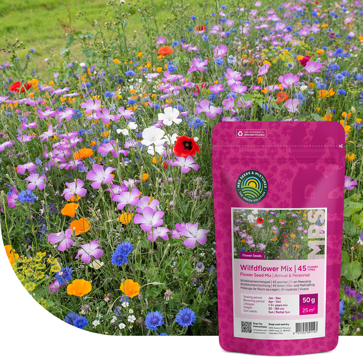 Wildbloemenmengsel één- en meerjarig – 45 soorten