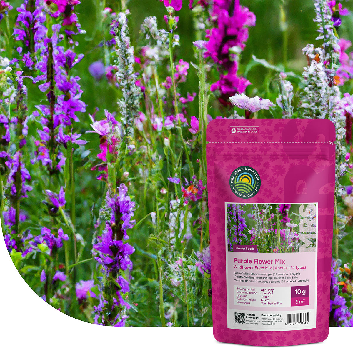 Paarse Wilde Bloemen mix – 14 soorten