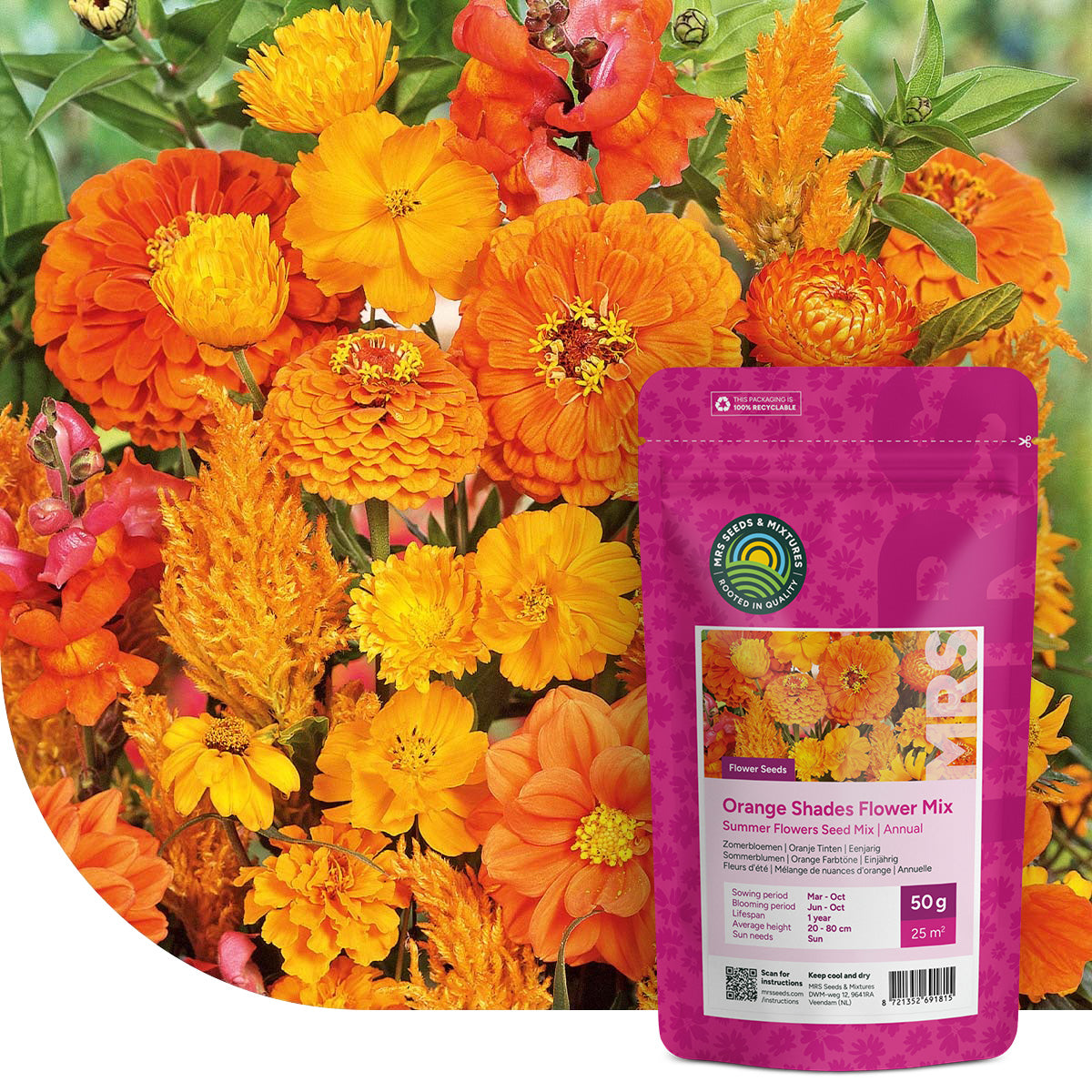 Zomerbloemen Oranje Tinten Mix