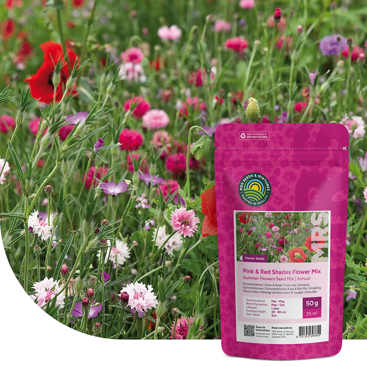 Zomerbloemen Roze & Rode Tinten Mix