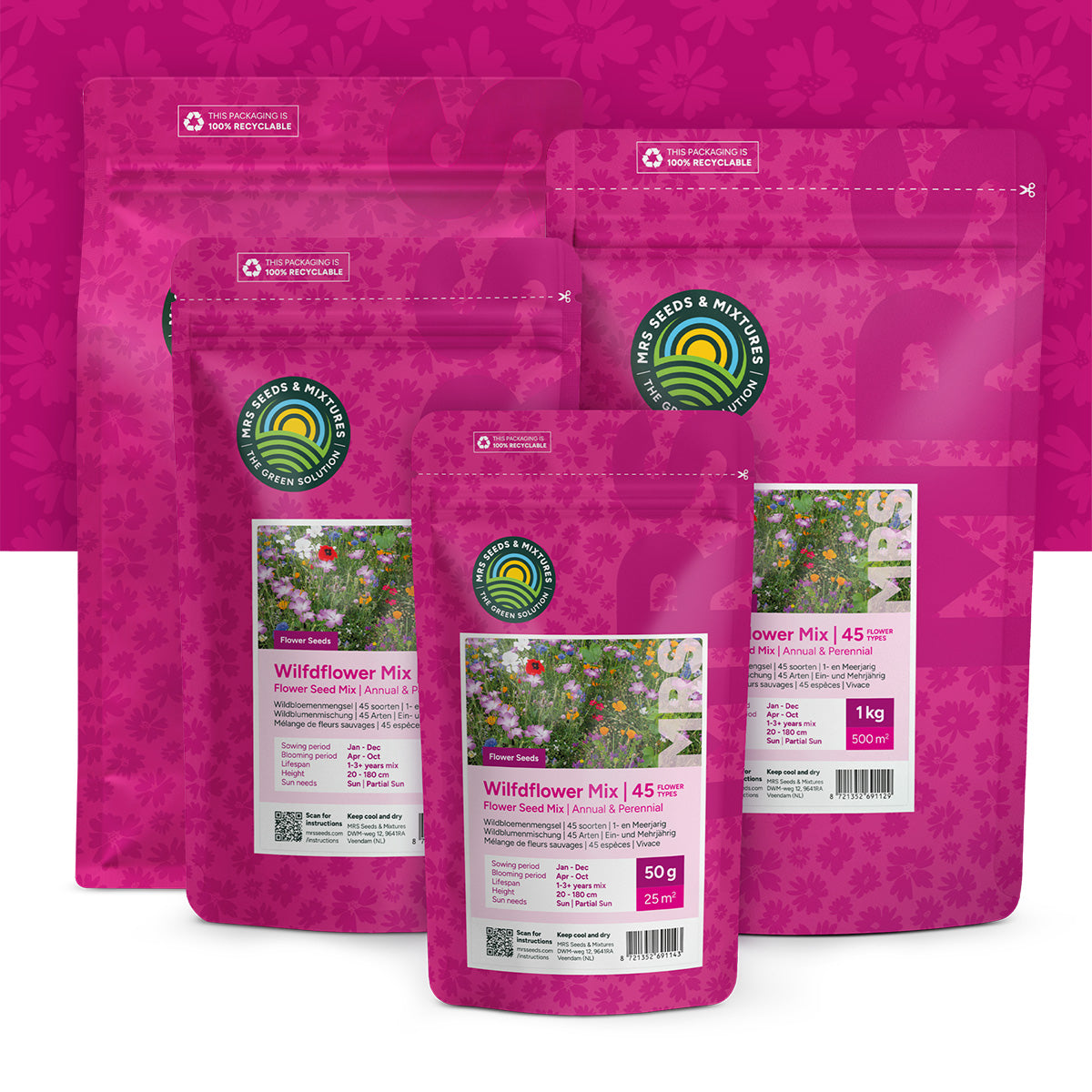 Wildbloemenmengsel één- en meerjarig - 45 soorten