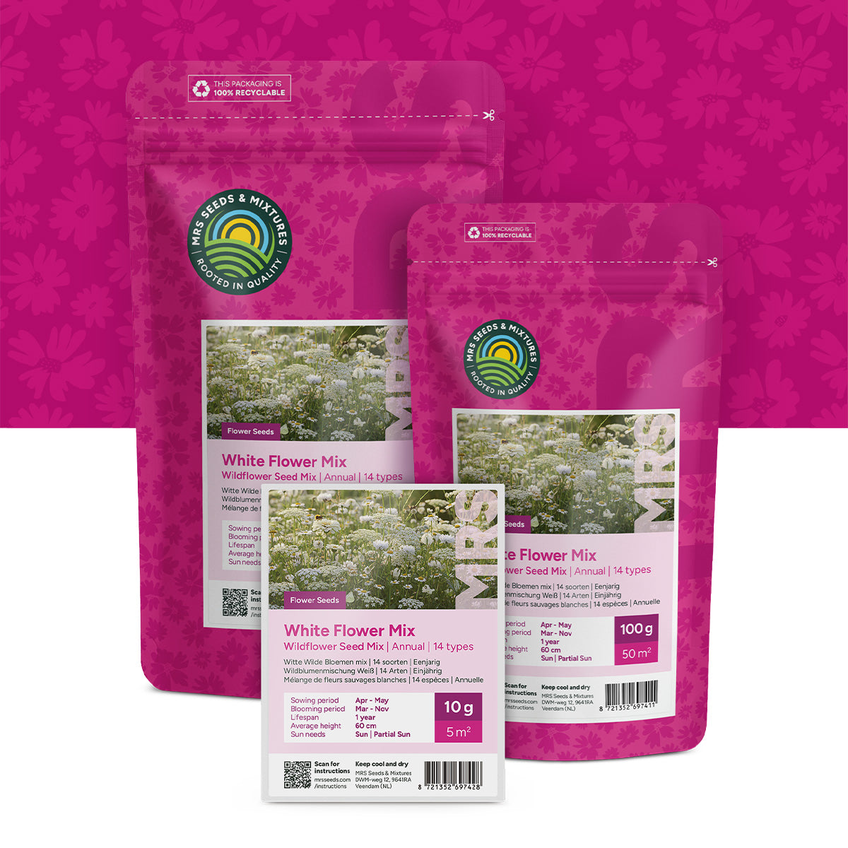 Witte Wilde Bloemen mix – 14 Soorten