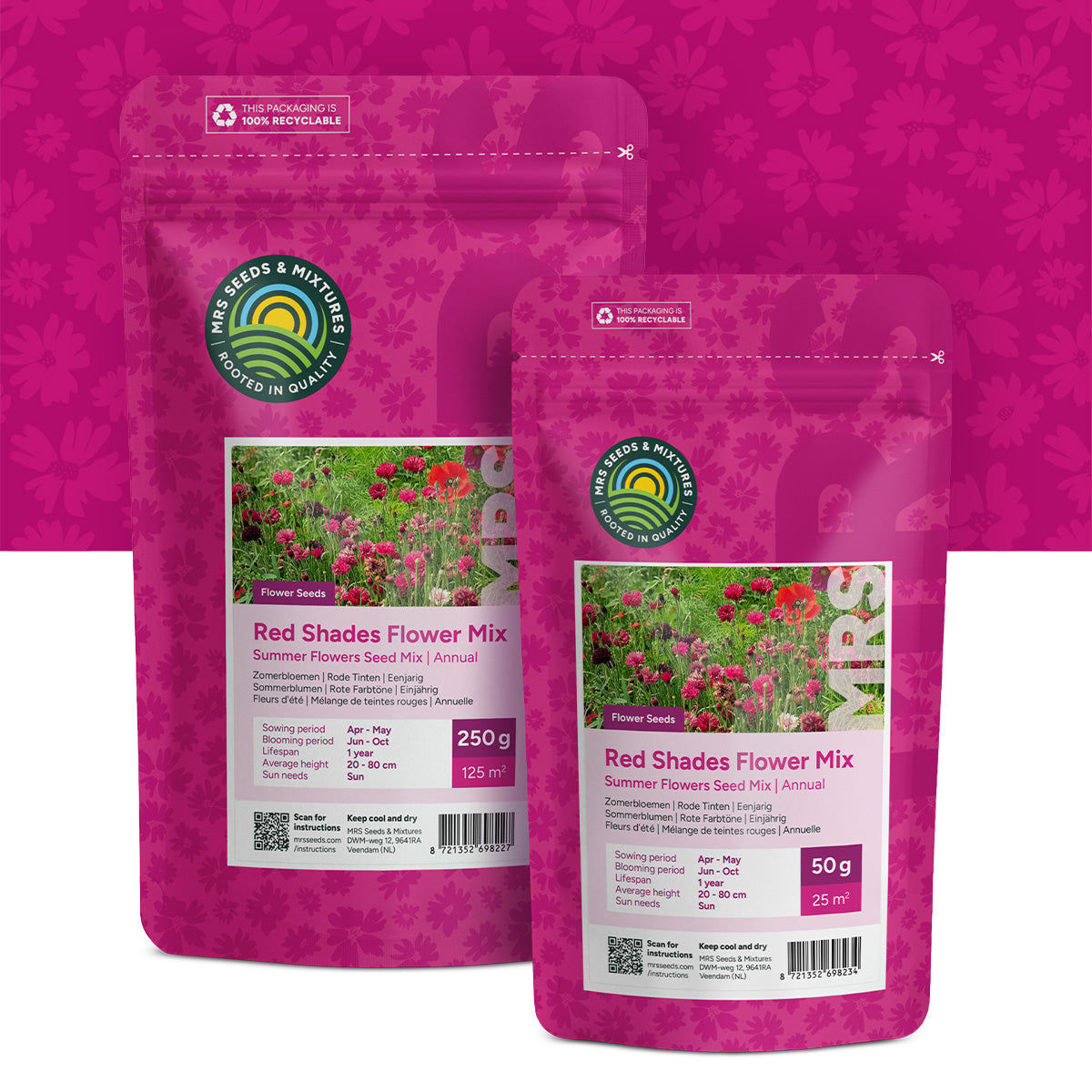 Zomerbloemen Rode Tinten Mix