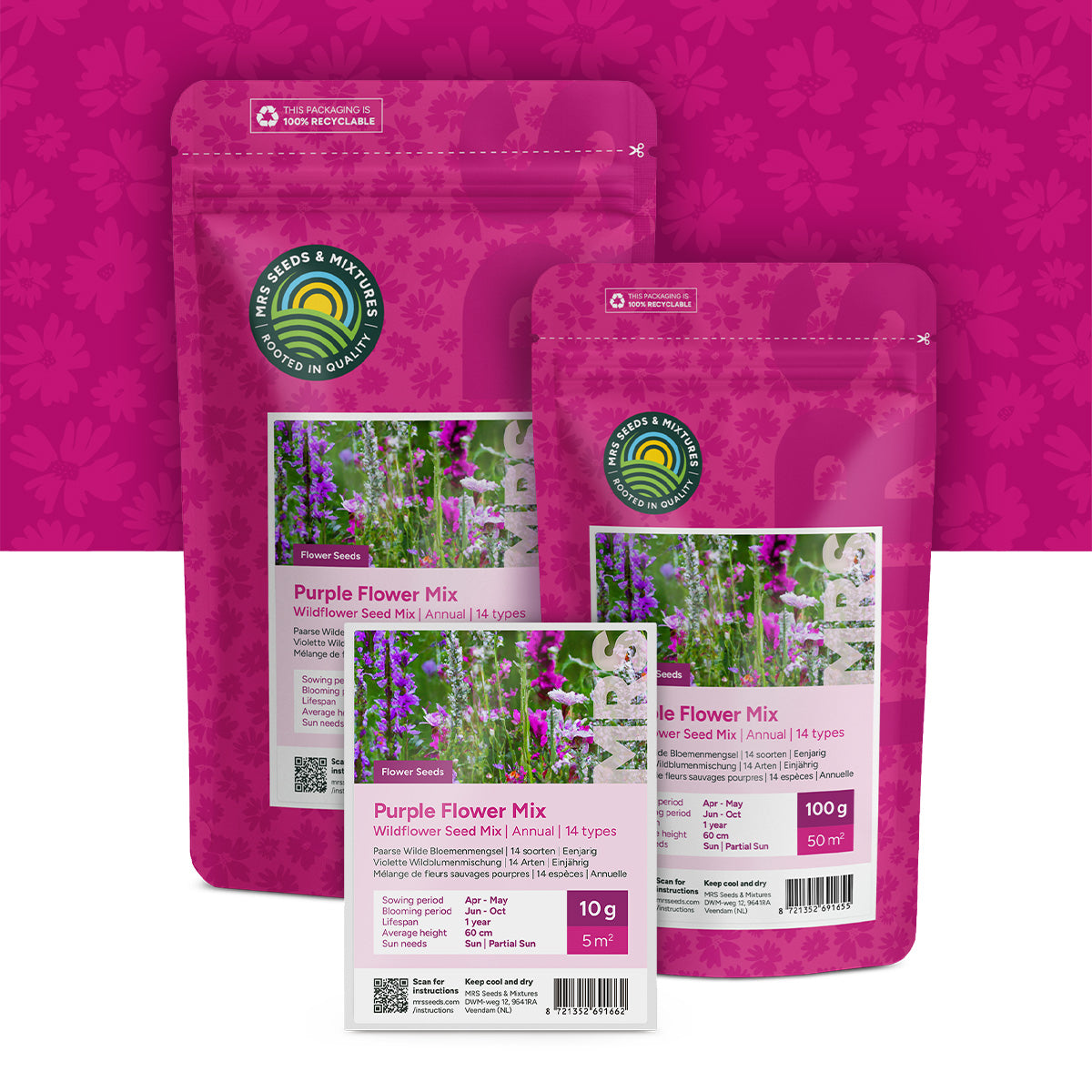 Paarse Wilde Bloemen mix – 14 soorten