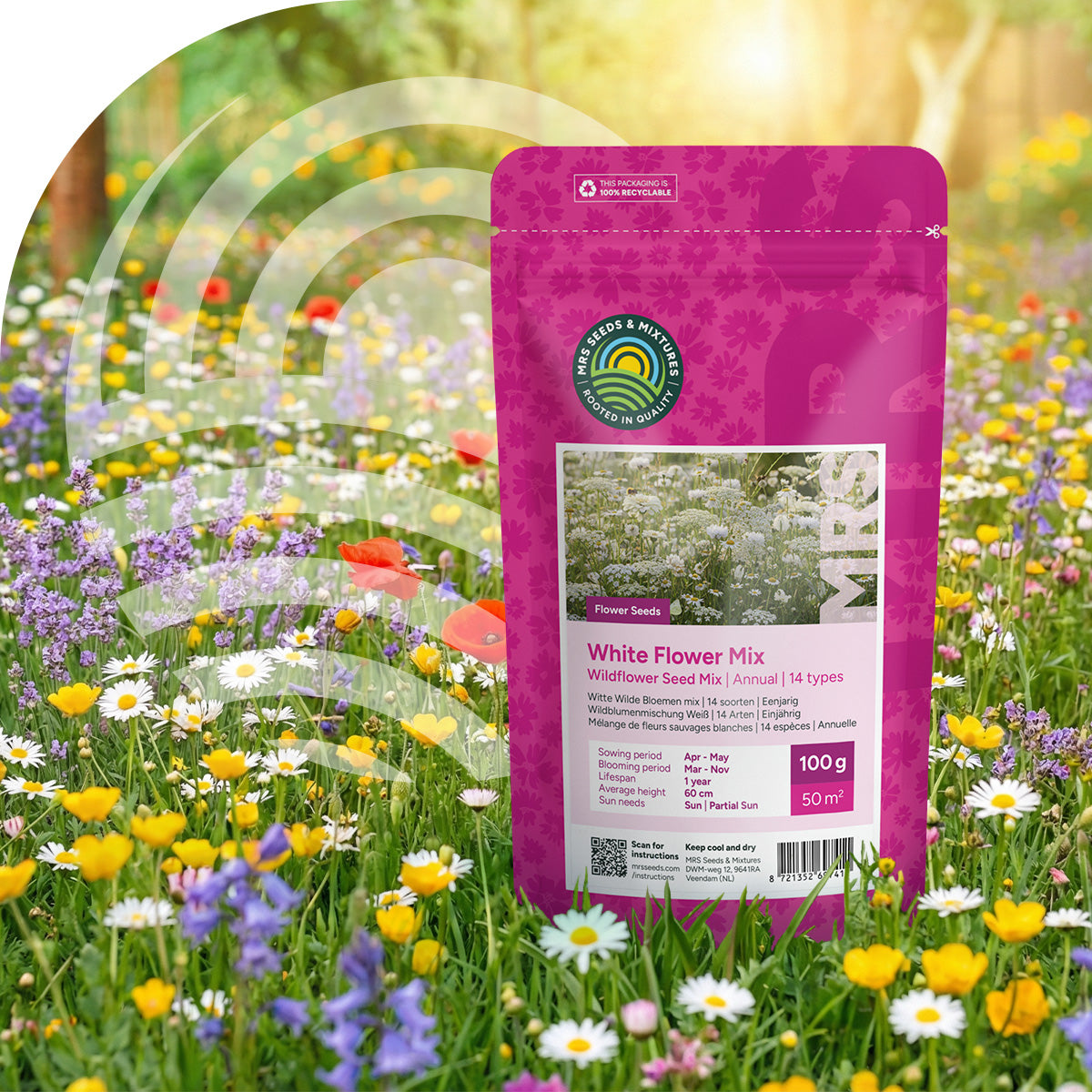 Witte Wilde Bloemen mix – 14 Soorten