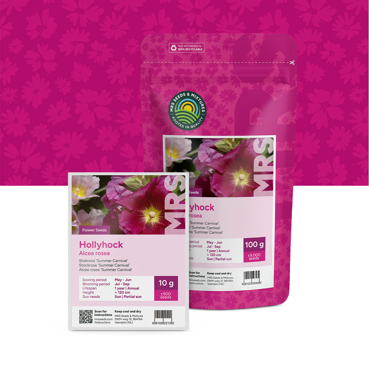 Stokroos 'Summer Carnival' –  Alcea Rosea