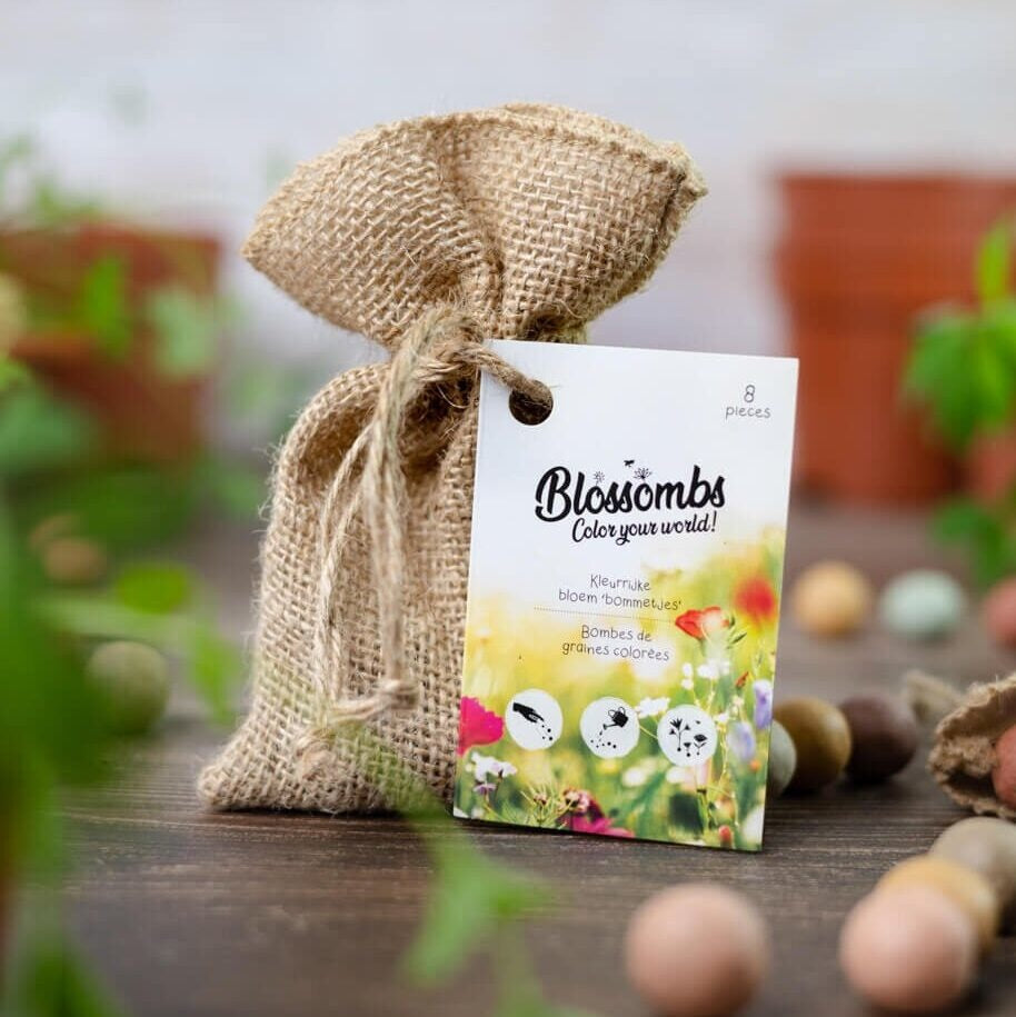 Blossombs Jute cadeauzakje met 8 zaadbolletjes [nl]