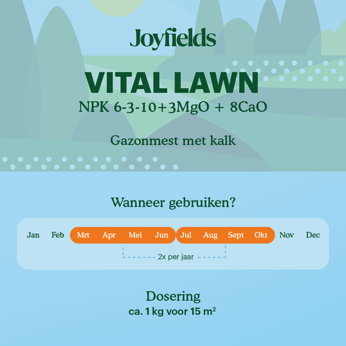 Joyfields Vital Lawn - Gazonmest met kalk - 3 kg [nl]