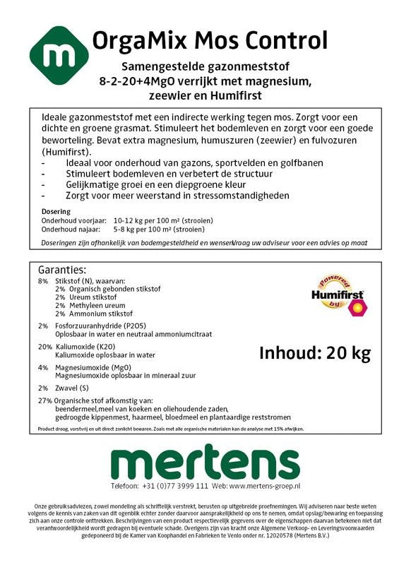 Mertens Orgamix Mos Control | Anti Mos Gazonmest - 20kg [nl]