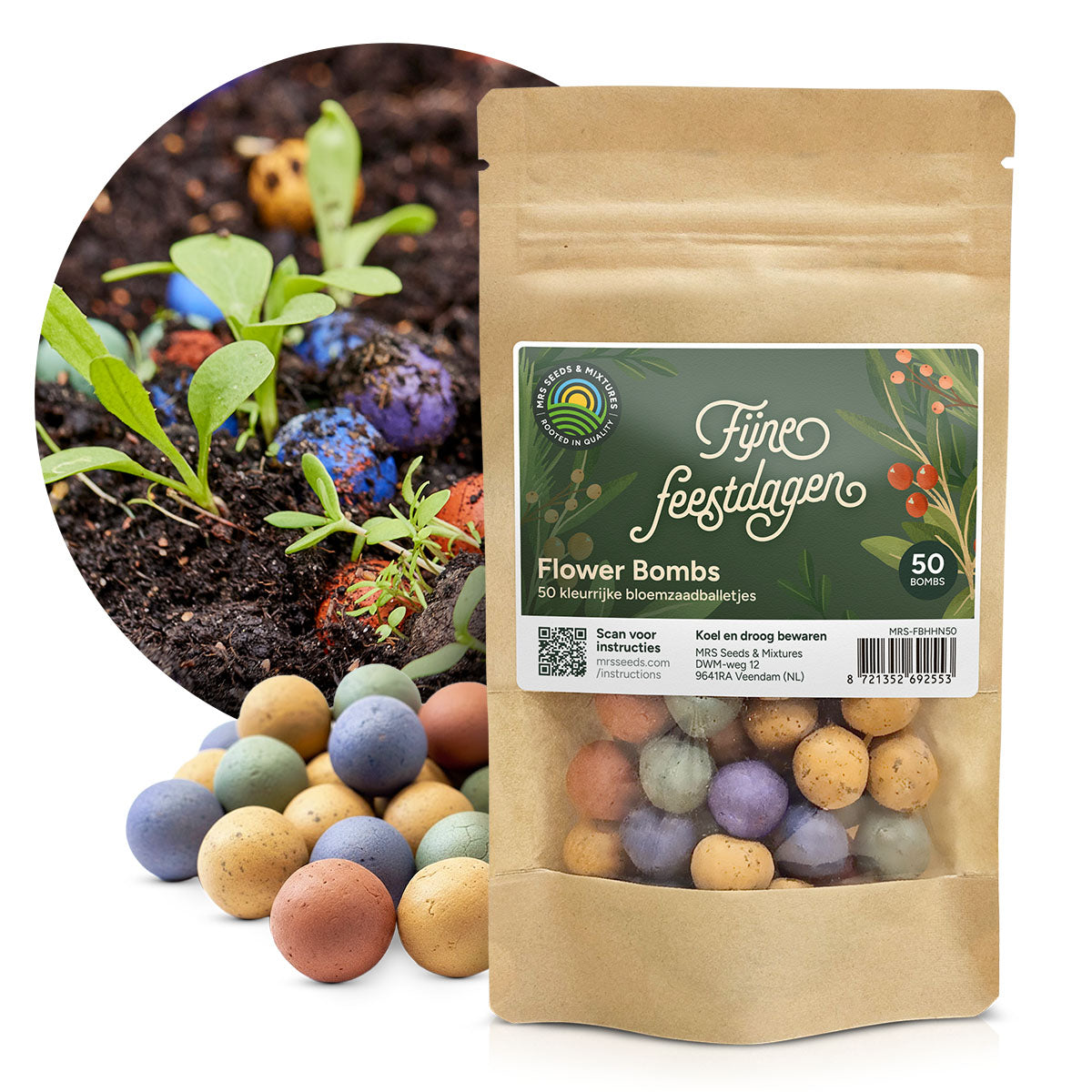 MRS Seeds & Mixtures Flower Bombs - Zaadbommen mix - Fijne Feestdagen! [nl]