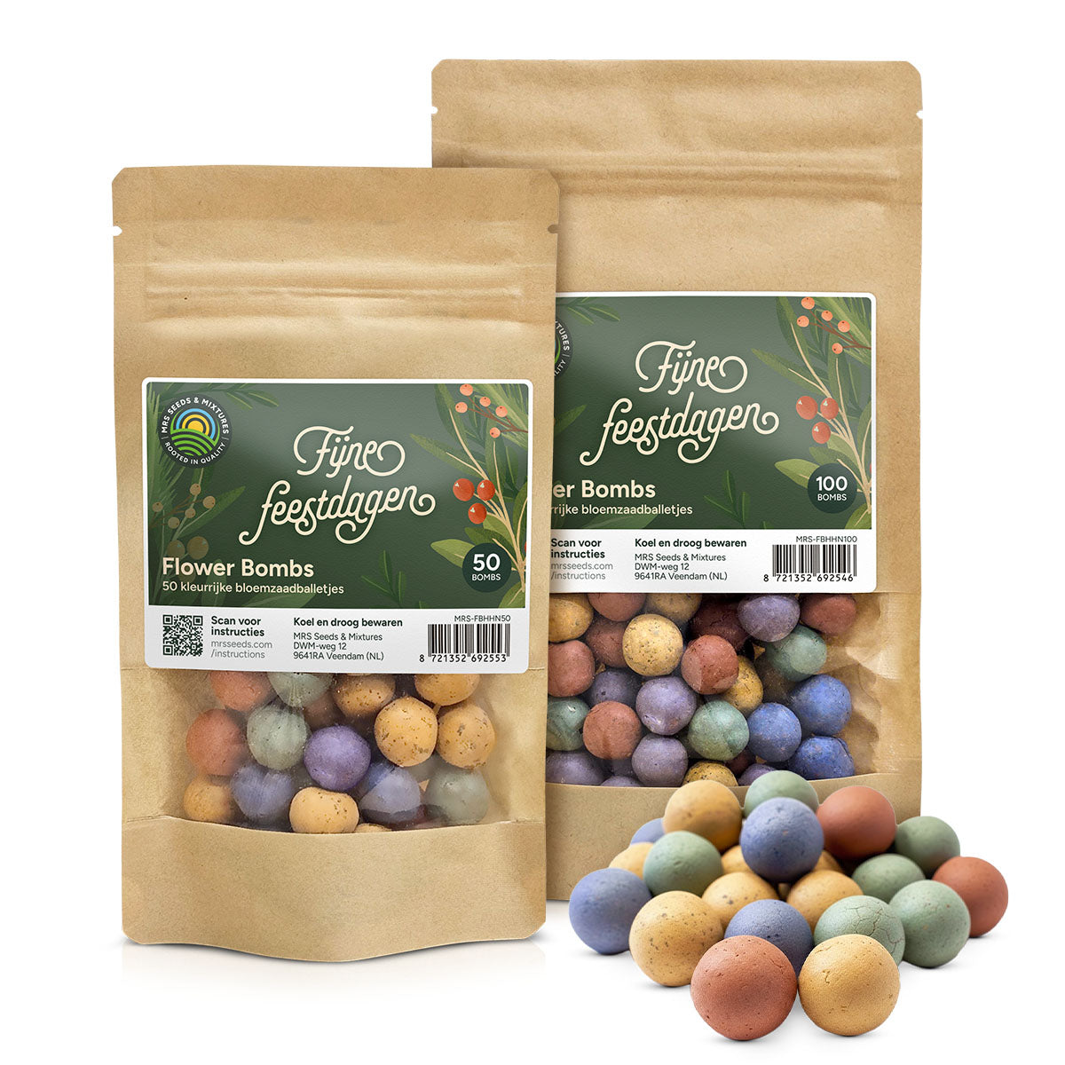 MRS Seeds & Mixtures Flower Bombs - Zaadbommen mix - Fijne Feestdagen! [nl]