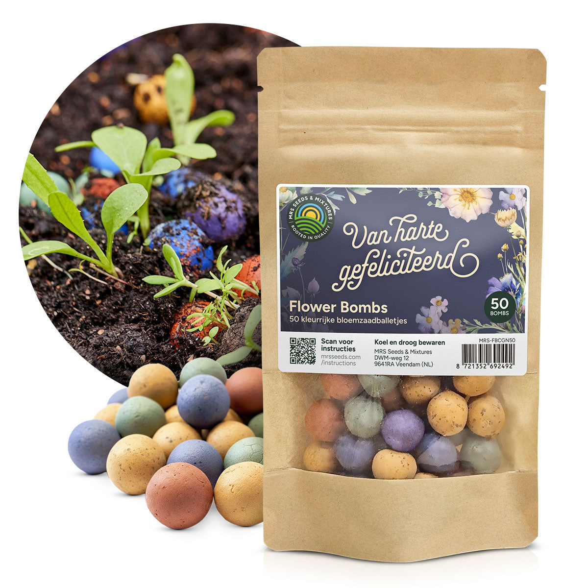 MRS Seeds & Mixtures Flower Bombs - Zaadbommen mix - Van harte gefeliciteerd! [nl]