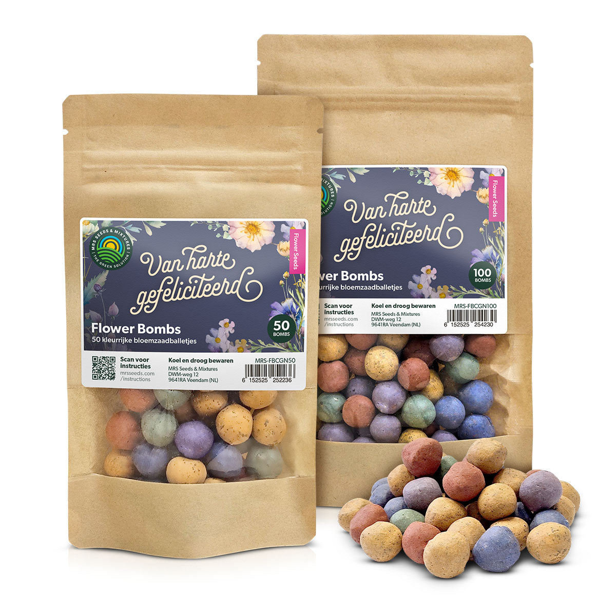 MRS Seeds & Mixtures Flower Bombs - Zaadbommen mix - Van harte gefeliciteerd! [nl]