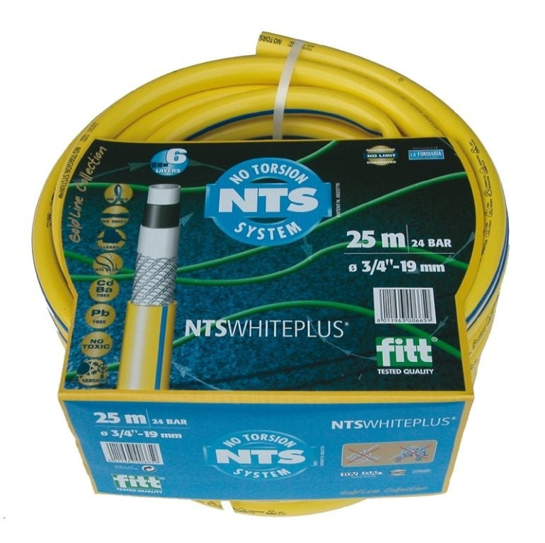 Talen Tools "Gele slang 1/2"" 25m, getricoteerd no torsion white plus (fitt)" [nl]